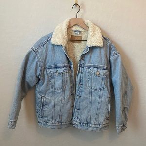 &Denim Sherpa Lined Denim Jacket Size Small